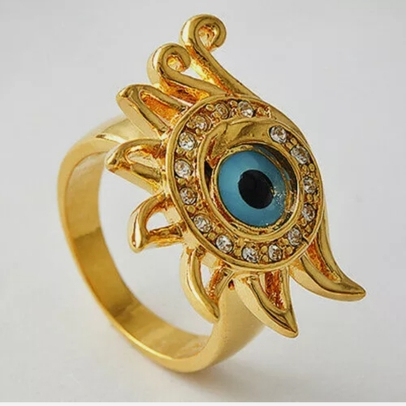 New Gold and Crystal Evil Eye Protection Ring. - Picture 3 of 4